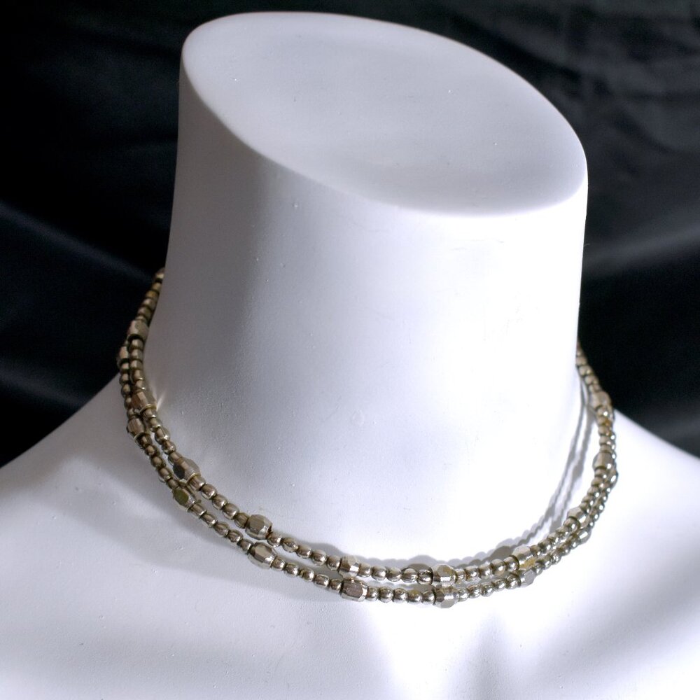 Silver beaded stacked memory wire choker